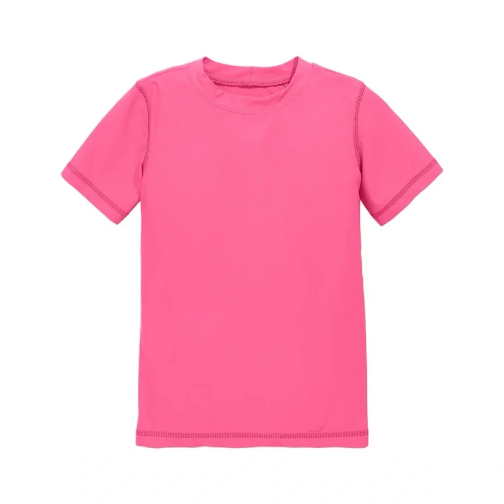 Primary Pink Short Sleeve Rashguard Moisture Wicking Top Girls 14